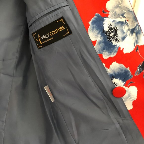 Yaly Couture Size 12 Red Floral Jacket - Picture 5 of 8